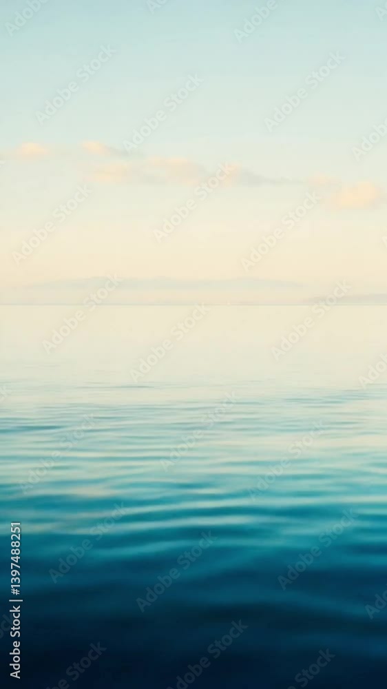 Tranquil Sea and Sky, Calm Waves, Soft Clouds, and Peaceful Horizon