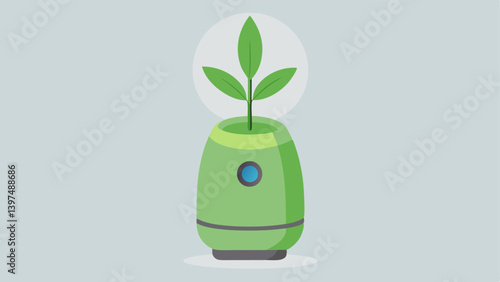 PlantBased Air Purifier A small sleek air purifier designed like a green plant suggesting the boosting of air quality to enhance concentration.