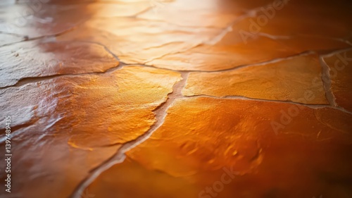 Warm Golden Stone Floor Texture with Sunlight Illumination