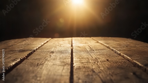 Obraz na płótnie Warm Light on Rustic Wooden Table w salonie