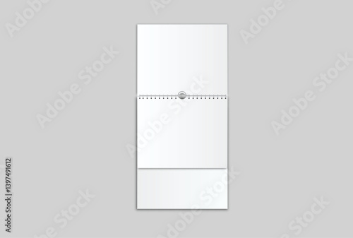 Blank Wall calendar paper page tear-off mockup with spiral rings wirebound binding. Template suitable for presentation calendar design, spiral brochure, notepad, notebook. Vector illustration
