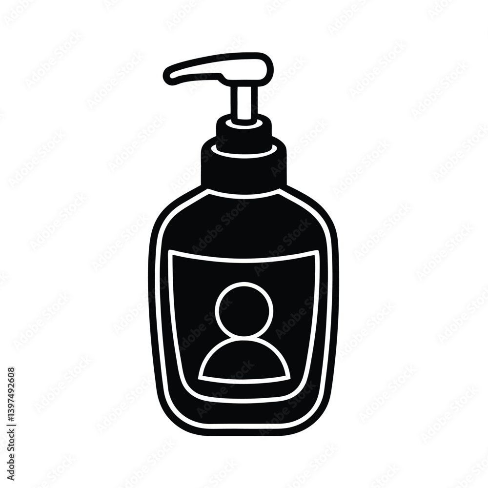 Soap Dispenser Icon With User Avatar In Flat Black Silhouette Style Soap Dispenser Icon With User Avatar In Flat Black Silhouette Style
