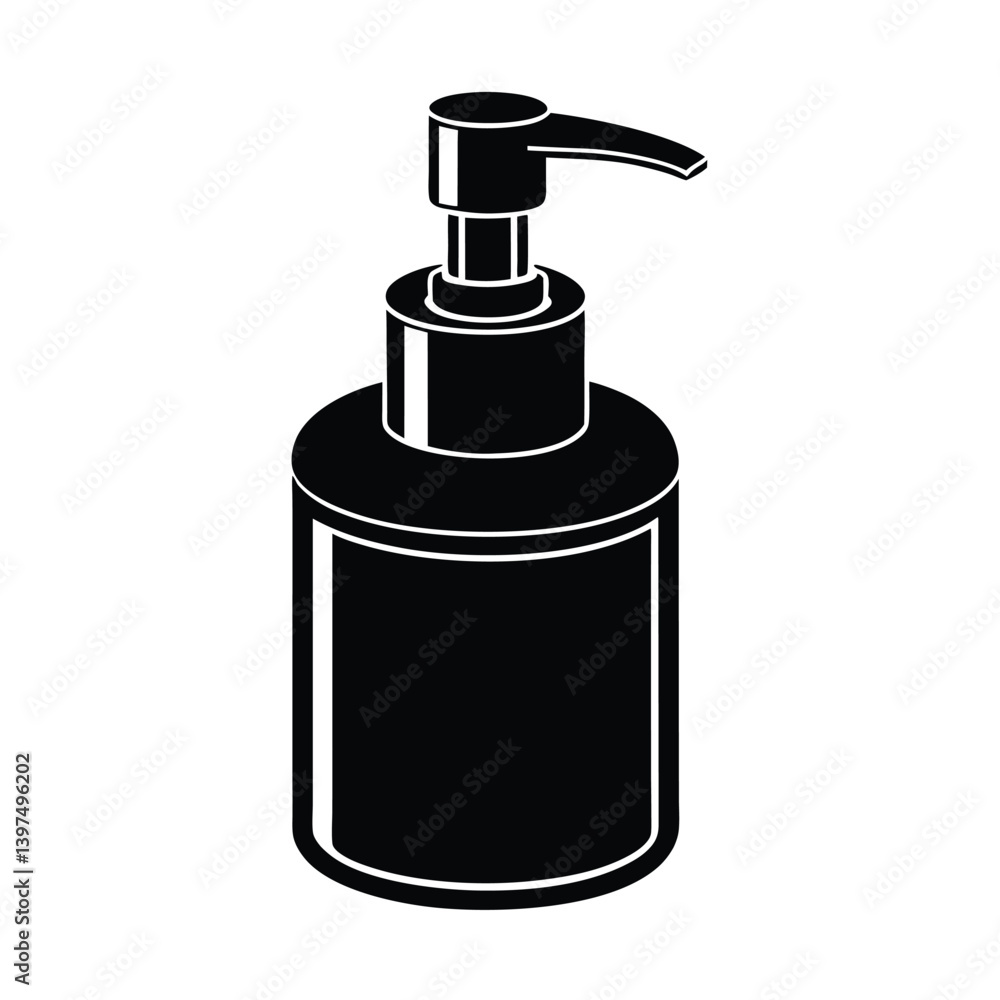 Black And White Silhouette Of A Soap Dispenser For Hand Hygiene Black And White Silhouette Of A Soap Dispenser For Hand Hygiene