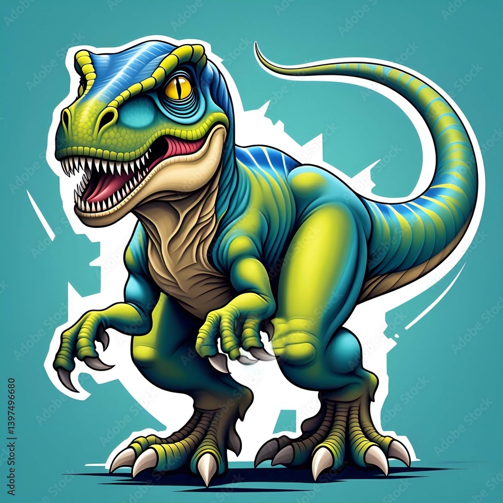Obraz premium dinosaur vector on green background