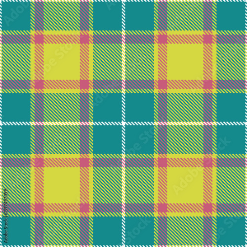 Vivid dull yellow Tartan patterns fabric texture. Elegant Dusty dark cyan Seamless Tartan