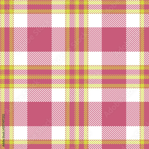 Elegant Seamless Tartan featuring Cool dull yellow and Cool rose Textile Design