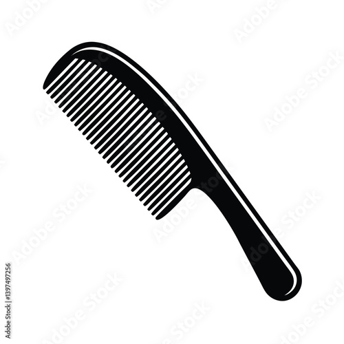 Simple Black Comb Illustration For Personal Care And Hairstyling Isolated On White