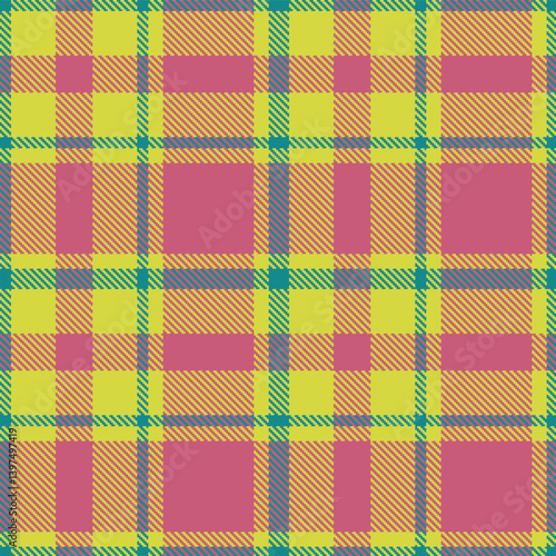 Elegant Light dull yellow & Warm dark cyan Seamless Tartan Textile Design