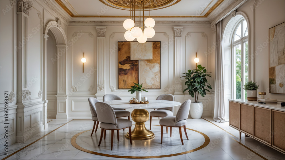 This image depicts a modern, stylish interior, probably a living room or dining room.
This image depicts a modern, stylish interior, probably a living room or dining room.