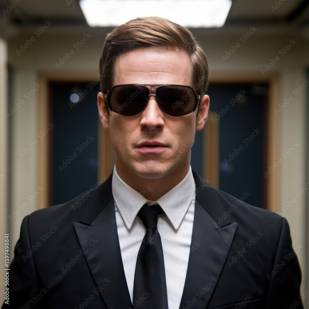mysterious man in black with futuristic glasses mysterious man in black with futuristic glasses