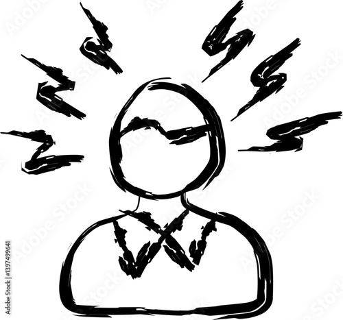 panic attack icon in doodle style