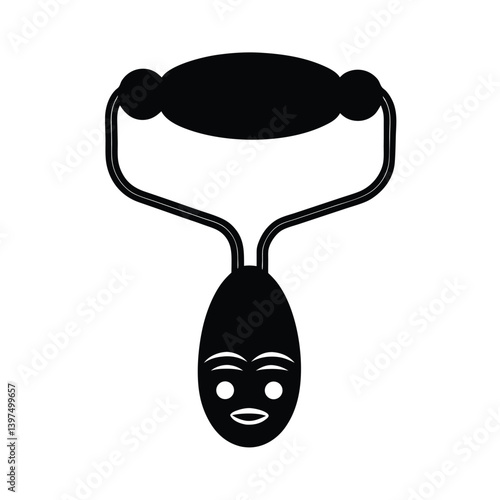 Black And White Gua Sha Roller For Facial Massage Therapy Silhouette