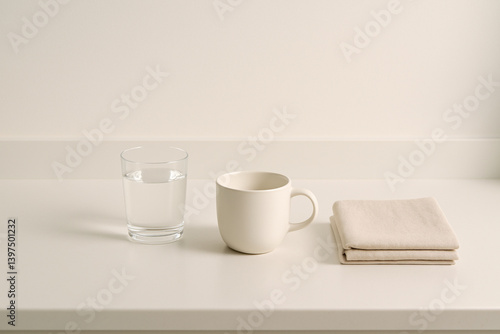 Wallpaper Mural Hotel-Like Morning Scene on White Kitchen Countertop Torontodigital.ca