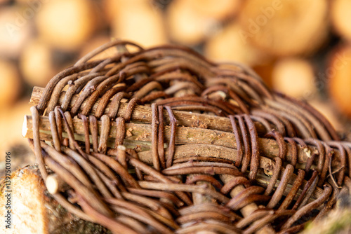 Obraz na płótnie Hand woven round basket base w salonie
