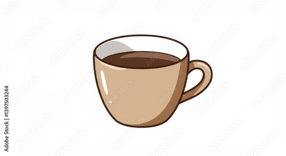 A Cup of Warm Coffee - A simple illustration of a light brown mug filled with coffee, perfect for websites, blogs, or social media A Cup of Warm Coffee - A simple illustration of a light brown mug filled with coffee, perfect for websites, blogs, or social media