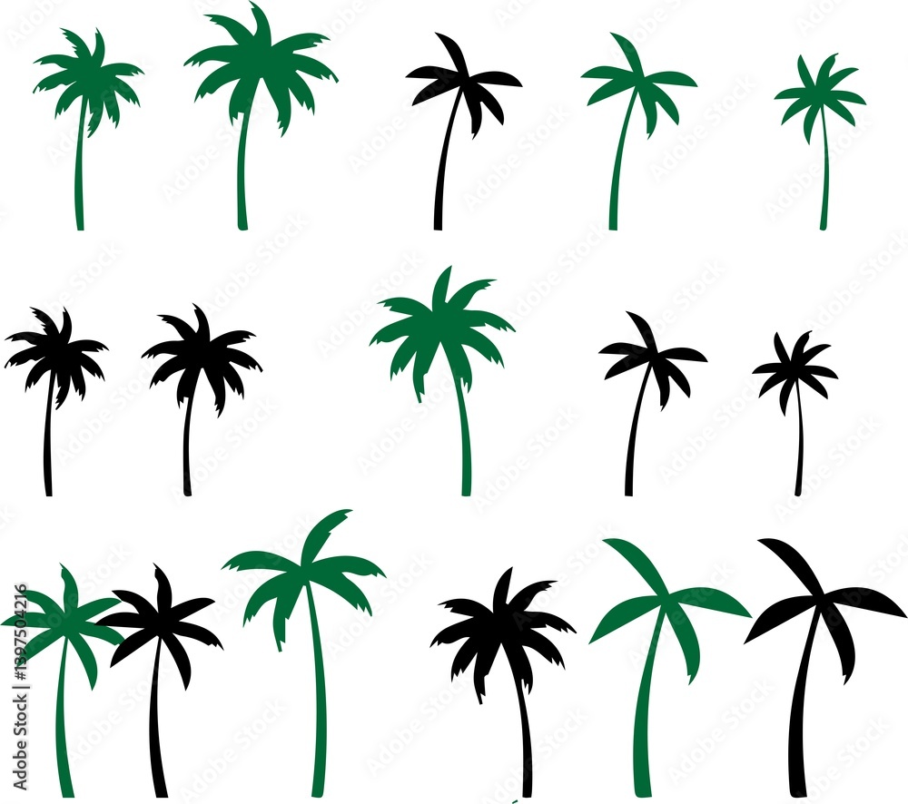 set of palm trees set of palm trees