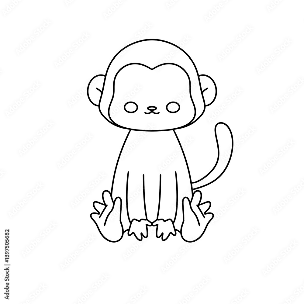 Obraz premium A monkey is sitting on the ground with its legs crossed
