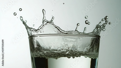 Obraz na płótnie Water Splash in Glass: Close-Up Photography w salonie