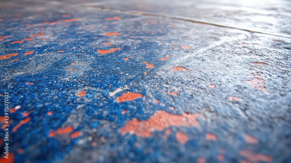 Weathered Blue And Orange Paint Texture Close Up