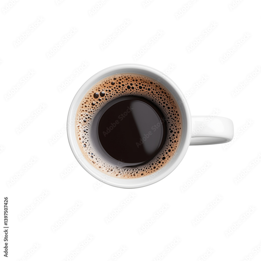 Coffee cup on a transparent background top view beverage minimalist style Coffee cup on a transparent background top view beverage minimalist style