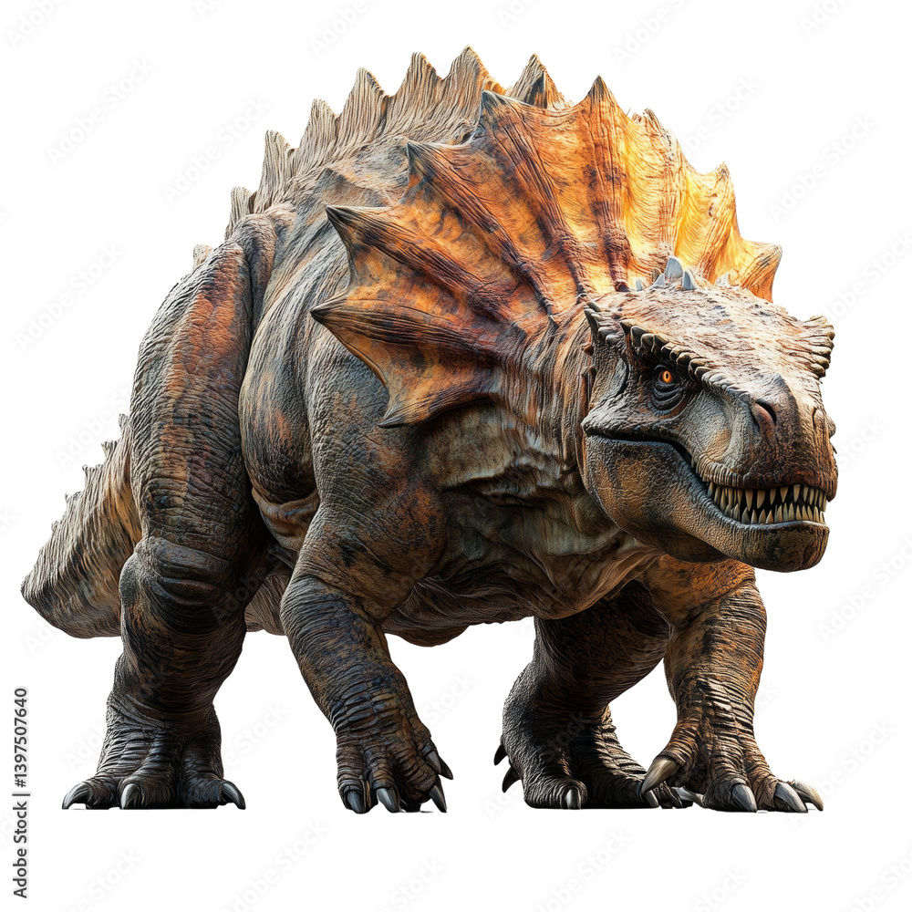 Fototapeta premium Dinosaur encounter on a transparent background realistic creature close-up view nature concept
