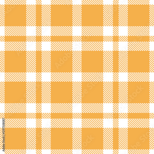Mellow white and Vivid butterscotch Seamless Tartan Textile Design