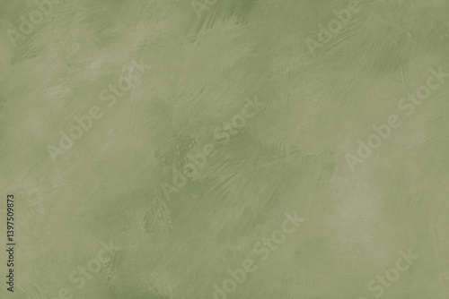 Fotografie Concrete, plaster, stucco wall texture with brush strokes, messy shabby khaki color surface, aged, grungy, shabby effect