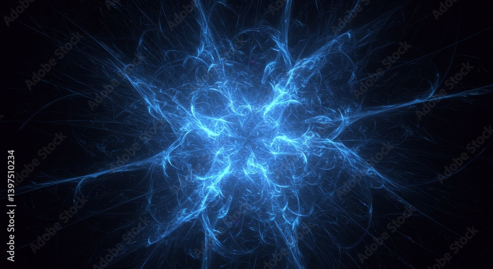 Celestial Energy Burst - Abstract fractal art depicting cosmic energy, radiating light, swirling patterns, vibrant blue hues, and a dark background. Symbolizing power, creation, innovation, mystery Celestial Energy Burst - Abstract fractal art depicting cosmic energy, radiating light, swirling patterns, vibrant blue hues, and a dark background. Symbolizing power, creation, innovation, mystery