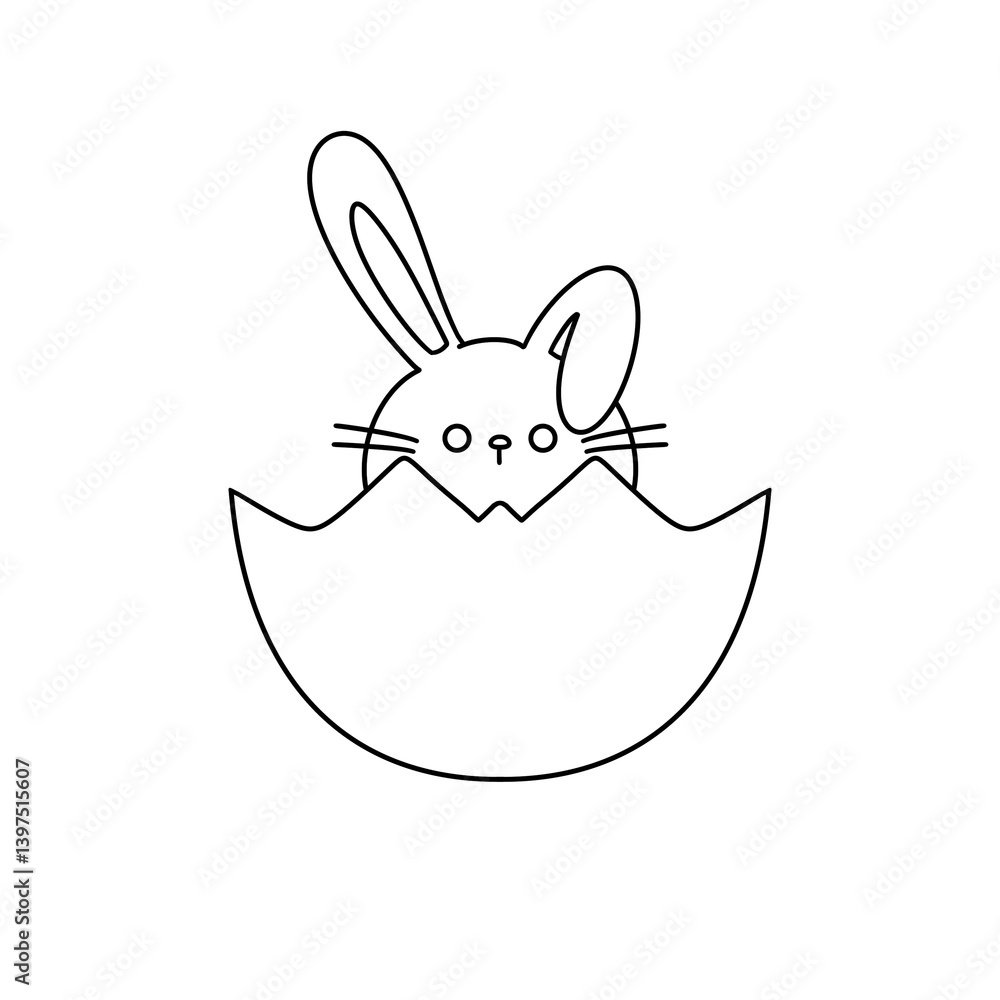 Obraz premium A rabbit is peeking out of an egg