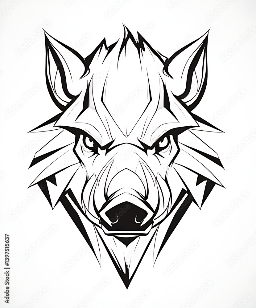 Obraz premium Artistic vector representation of a wild boar head, capturing its wild nature and unique characteristics.