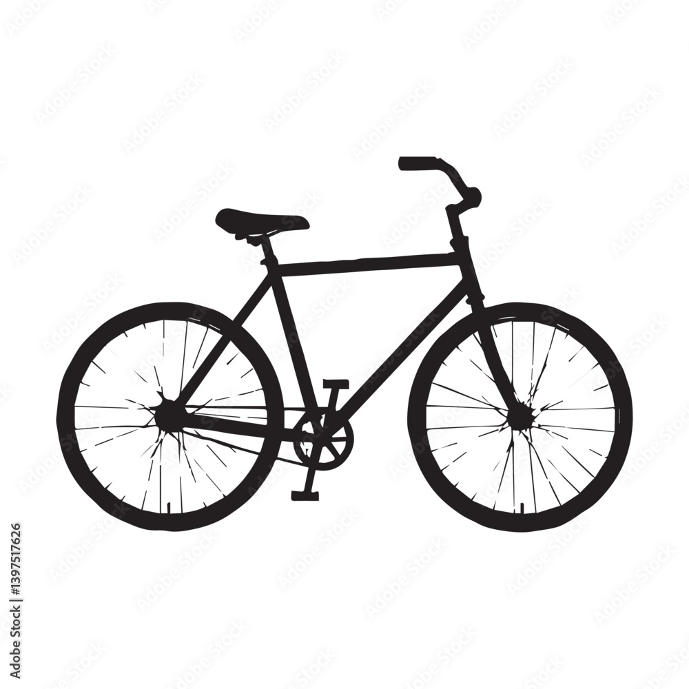 Hand drawn bicycle silhouette on white background Hand drawn bicycle silhouette on white background