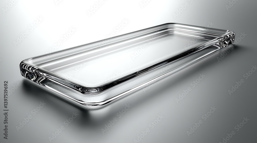 Elegant Glass Tray on Reflective Surface for Product Presentation or Display Elegant Glass Tray on Reflective Surface for Product Presentation or Display