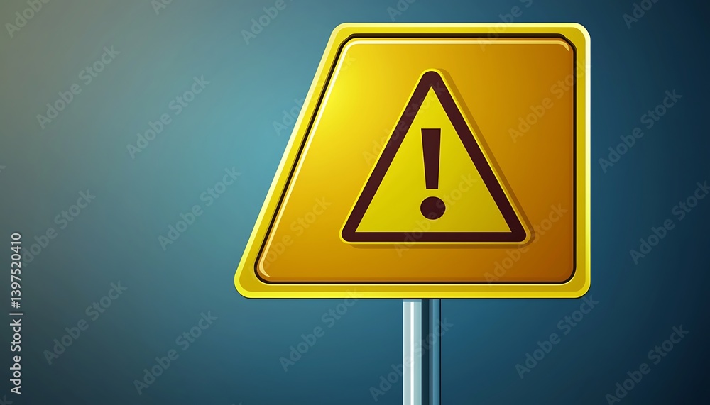 3D Yellow Warning Sign: A vector illustration a yellow warning sign with an exclamation mark, highlighting caution and attention. 3D Yellow Warning Sign: A vector illustration a yellow warning sign with an exclamation mark, highlighting caution and attention.