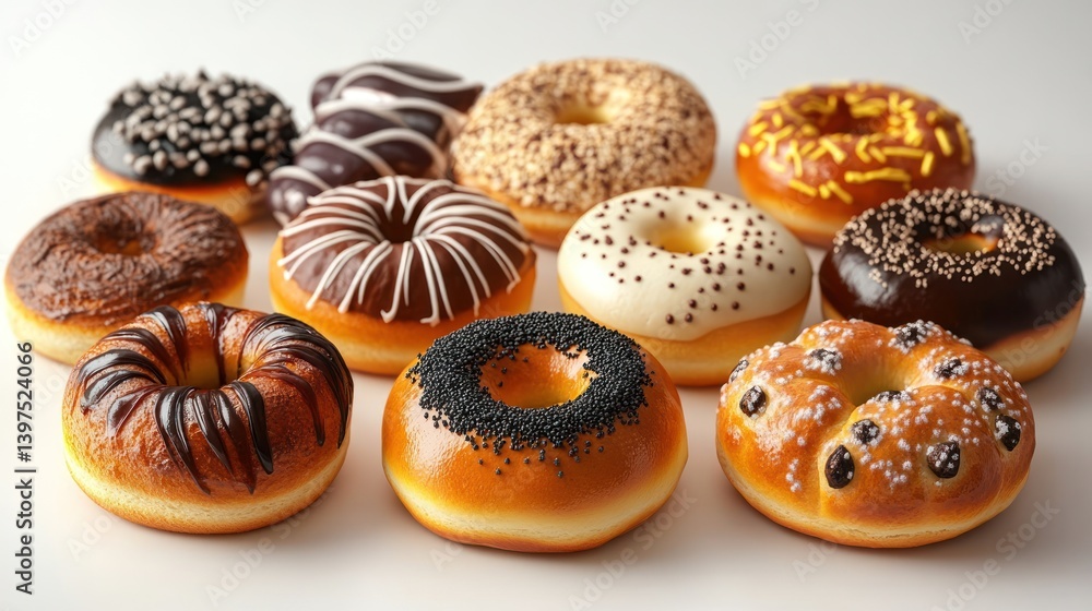 Assorted Delicious Donuts, Glazed and Sprinkled Delights Assorted Delicious Donuts, Glazed and Sprinkled Delights