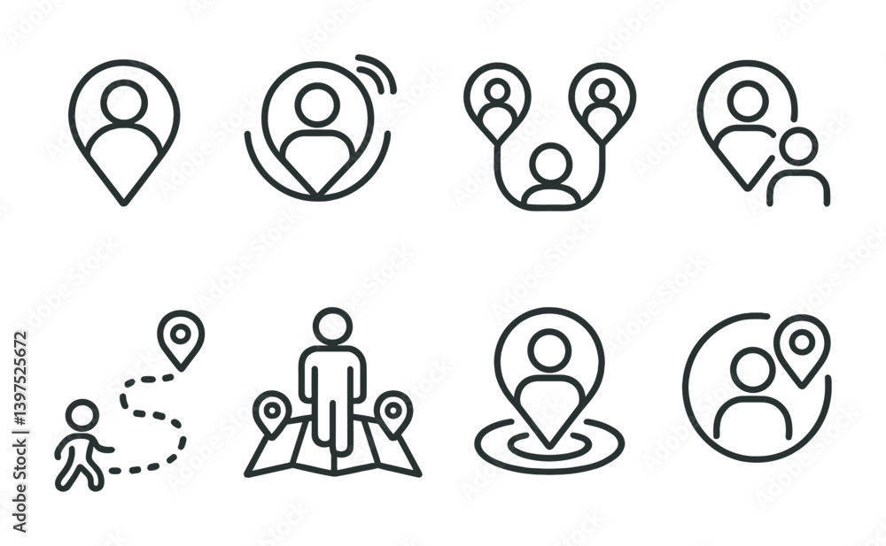 Location and navigation icons set: linear style for apps and websites Location and navigation icons set: linear style for apps and websites