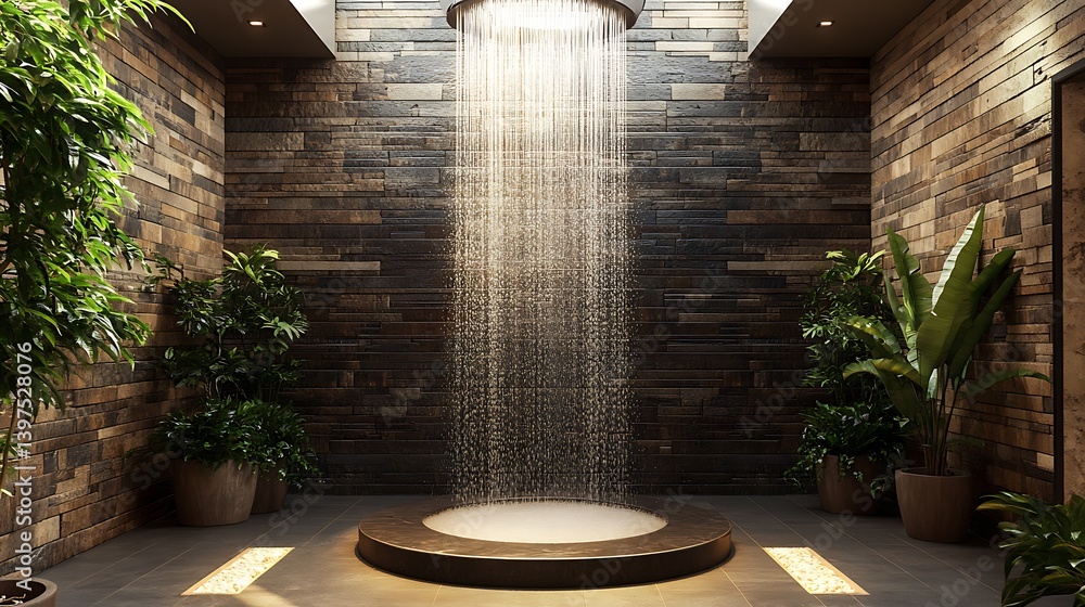 High tech futuristic bathroom with minimalist design and unique shower high resolution picture