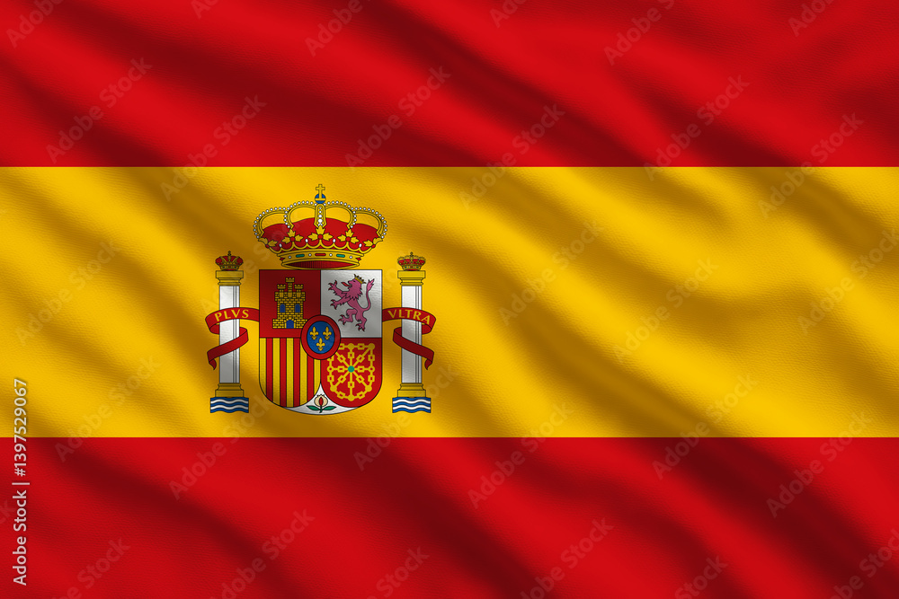 Obraz premium Waving flag of Spain, Spanish flag blowing in the wind, full frame smooth folds