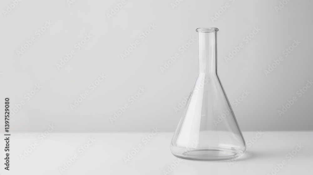 Glass laboratory flask positioned on a clean surface demonstrates essential equipment for scientific experiments