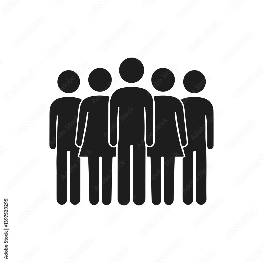 People group icon. Teamwork concept, human figures, community symbol, social unity, crowd illustration People group icon. Teamwork concept, human figures, community symbol, social unity, crowd illustration