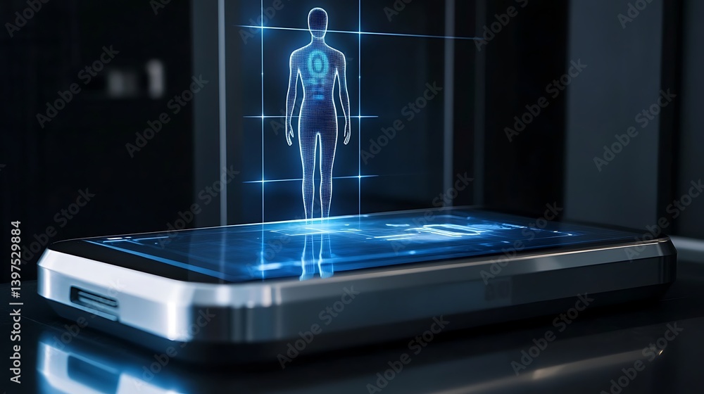 Innovative 3D hologram assistant on a smart device screen high resolution picture