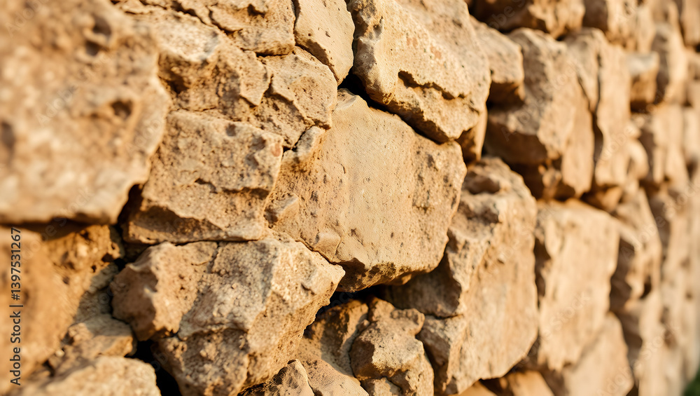 Ancient Stone Wall Texture Close-Up of Rough, Irregular Stones Ancient Stone Wall Texture Close-Up of Rough, Irregular Stones