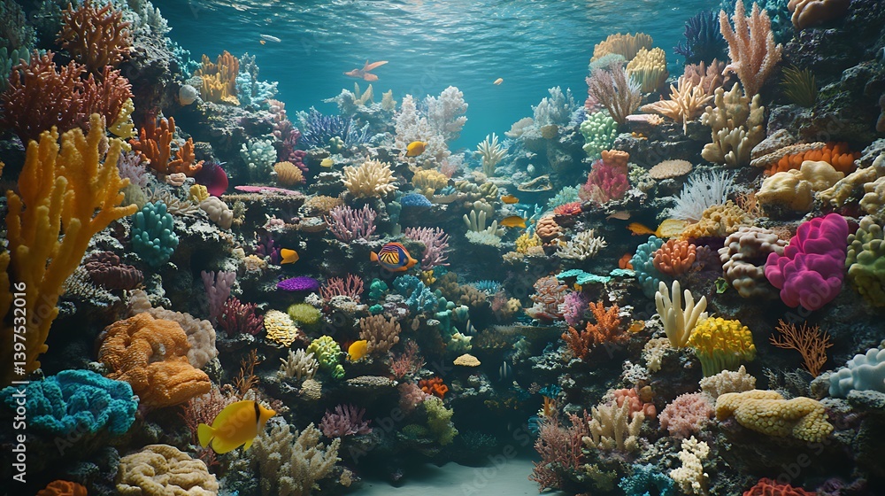 Lush coral reef with colorful marine life in the ocean high resolution picture