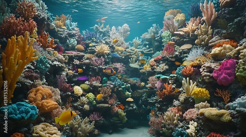 Obraz na płótnie Lush coral reef with colorful marine life in the ocean high resolution picture w salonie