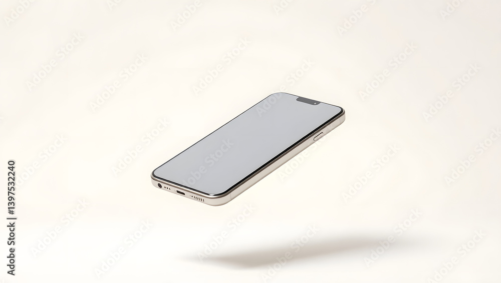 Sleek Silver Smartphone Mockup Blank High-Gloss Screen for App Presentation