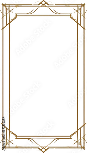 Art Deco Geometric Frame in Dark Gold and Black for Vintage Style [with copy space]