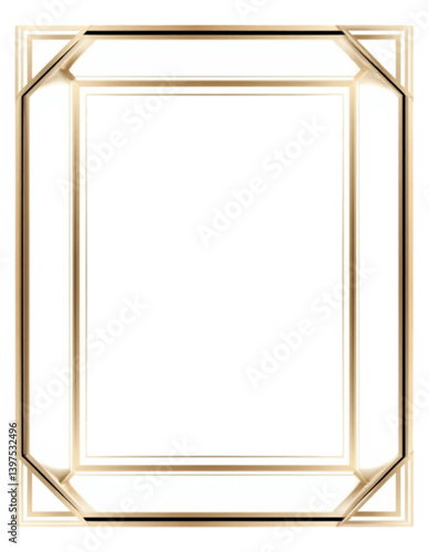 Modern multilayered square frame in gold, for showcasing images or text [with copy space]