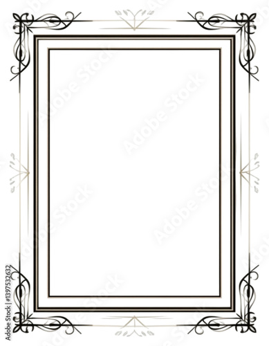 Dark ornate Art Deco frame with beige accents, geometric/floral motifs, multilayered border [with copy space]