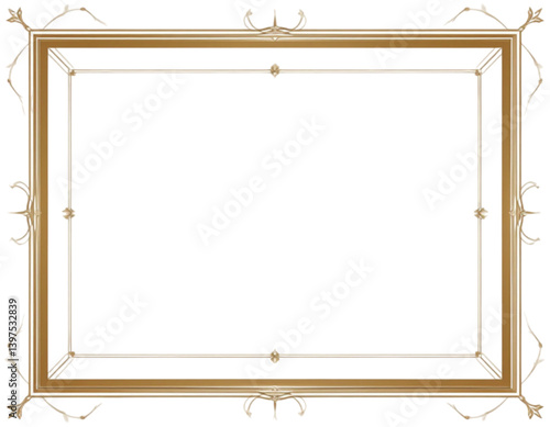 Ornate classic gold rectangular frame with corner flourishes suggesting antique aesthetic with copy space