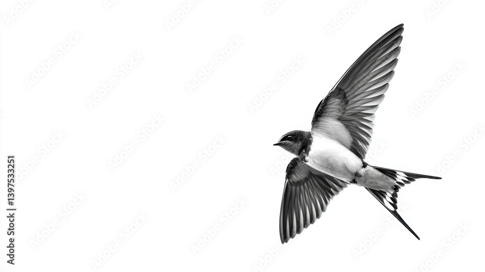 Obraz premium flying swallow isolated on white background