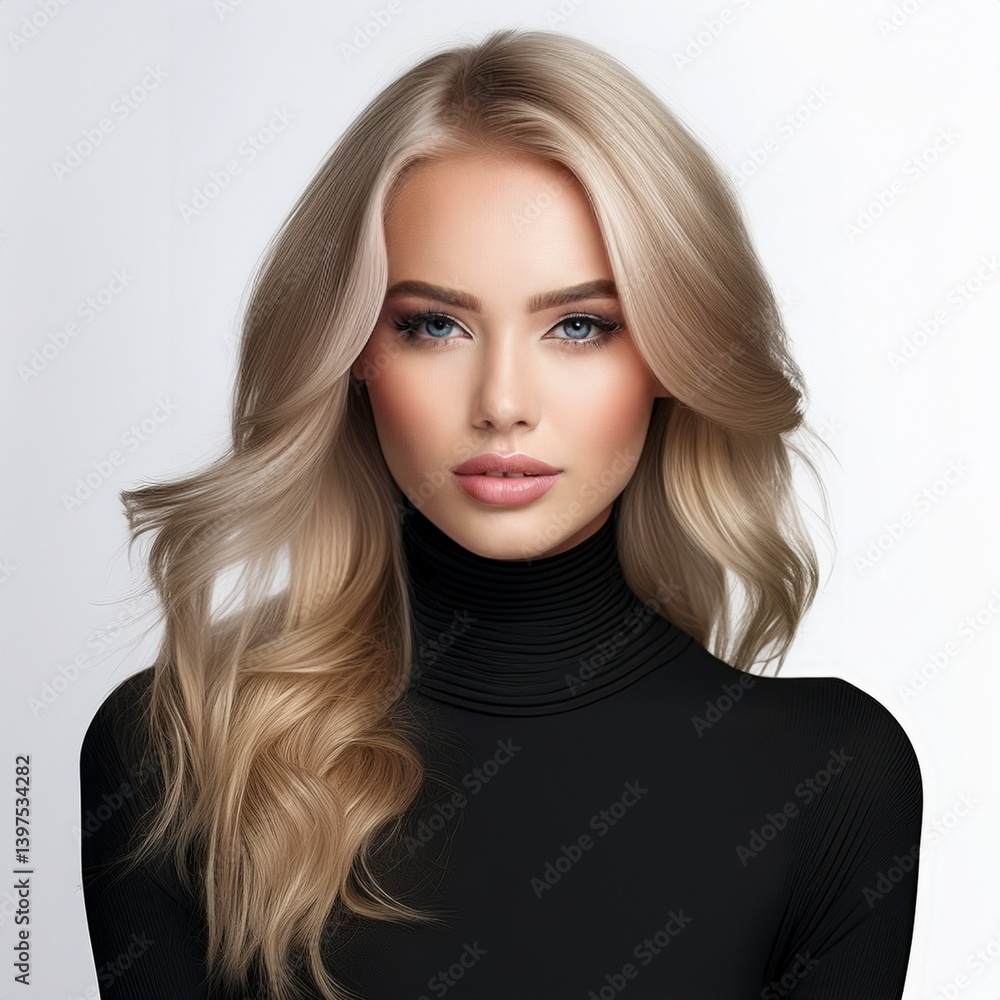 Hübsche junge blonde Frau, weißer Hintergrund Hübsche junge blonde Frau, weißer Hintergrund
